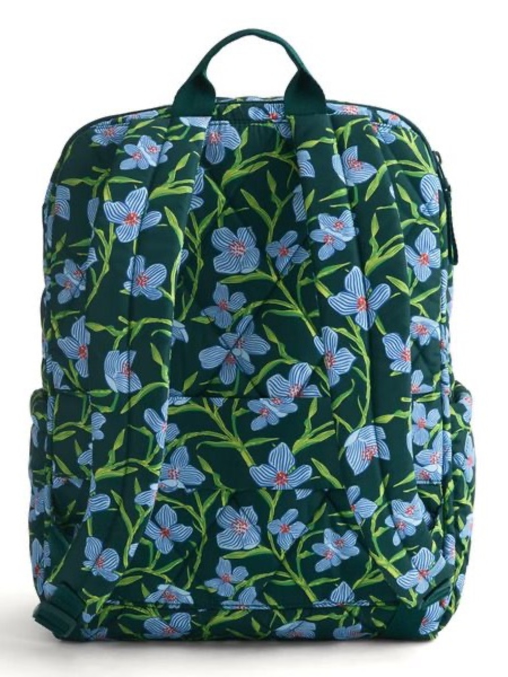 Vera Bradley Dark Green Backpack with Light Blue Floral Print - Picture 2 of 13